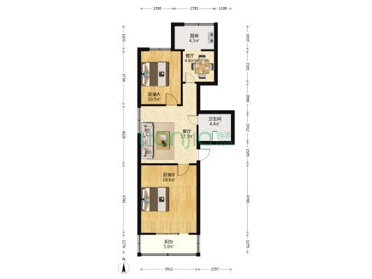 三桥街道黑龙潭社区 2室2厅1卫 78平方