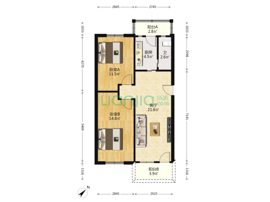 麓景东路 2室1厅1卫 73平方