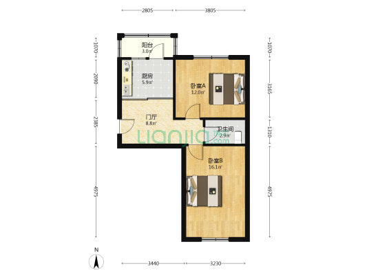 哈理工东校区住宅楼（大庆路） 2室0厅1卫 63平方