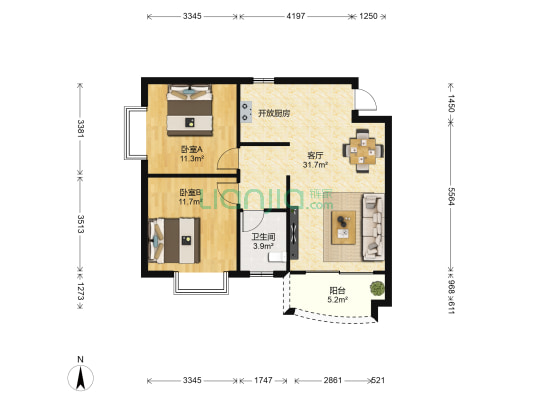 怡景港湾 2室1厅1卫 81平方