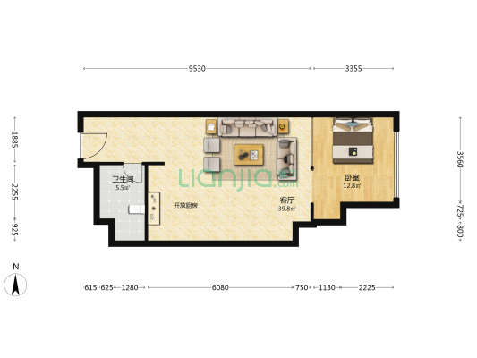 观音桥1號 1室1厅1卫 102平方