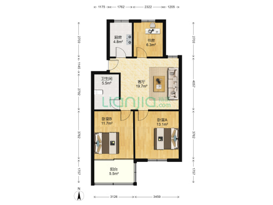 洪波农贸二期 3室1厅1卫 81平方