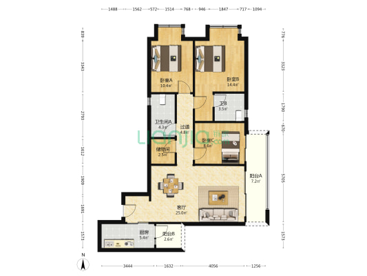 翠澜逸境 3室1厅2卫 111平方