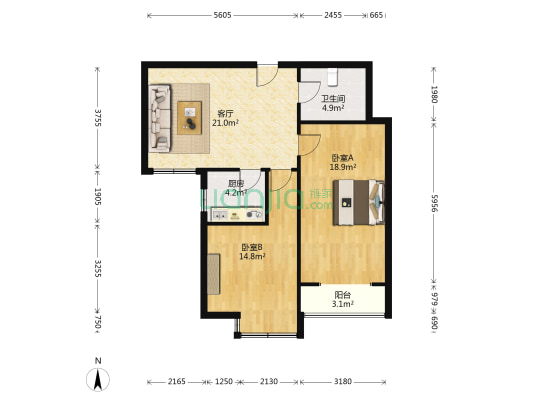 依水市场公寓 2室1厅1卫 82平方