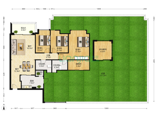朗晴假日一期 4室2厅3卫 109平方