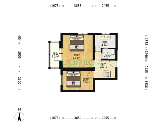 供电局良乡家属院 2室1厅1卫 49平方