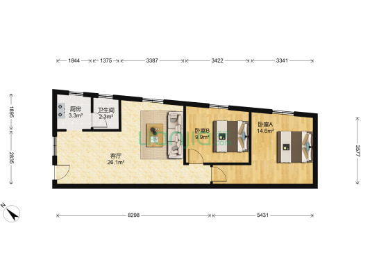东圃二马路 2室1厅1卫 76平方