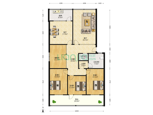 益寿路1号 3室2厅2卫 186平方