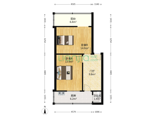 一环路西三段8号 2室0厅1卫 56平方