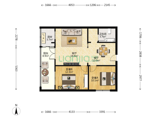 农垦大厦 2室2厅1卫 68平方