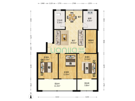 中共襄阳市委党校 3室1厅1卫 108平方