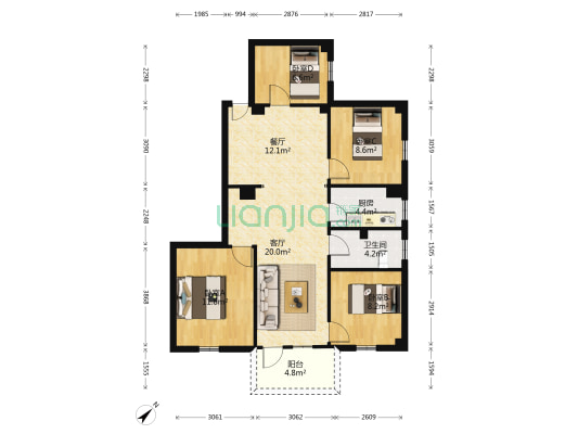 公路规划局宿舍 4室2厅1卫 100平方