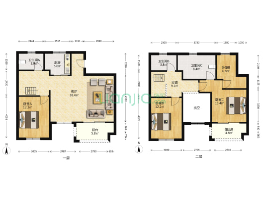 褐石源筑 4室1厅3卫 162平方