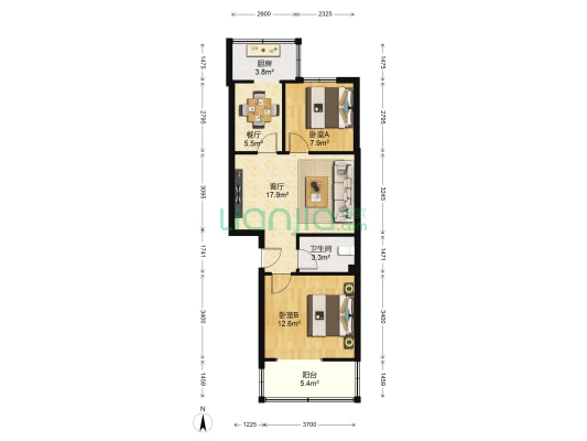 聚源小区 2室2厅1卫 69平方