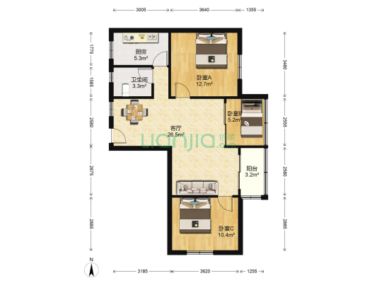 赤岗路 3室1厅1卫 79平方