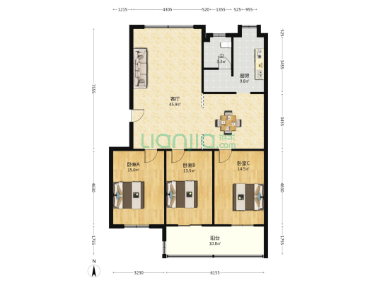 南门路7号 3室1厅1卫 155平方
