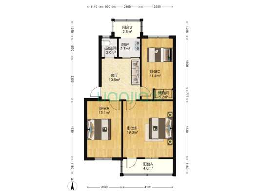 陕西省美术家协会家属院 3室1厅1卫 80平方