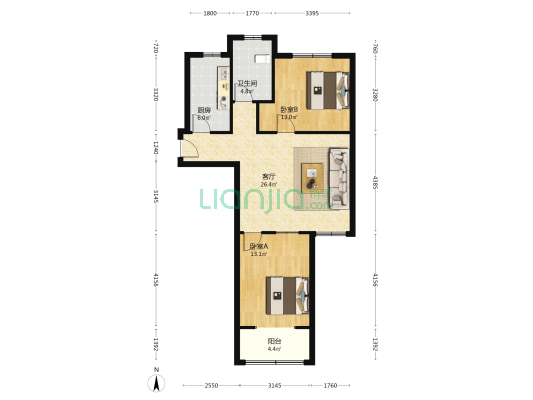 福君居 2室1厅1卫 97平方