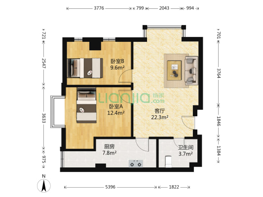 长富公寓 2室1厅1卫 78平方