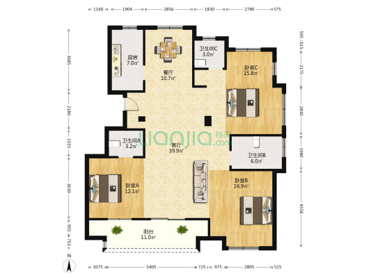 和成未来派 3室2厅3卫 146平方
