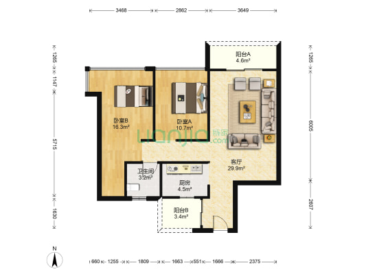 世代都江 2室1厅1卫 91平方
