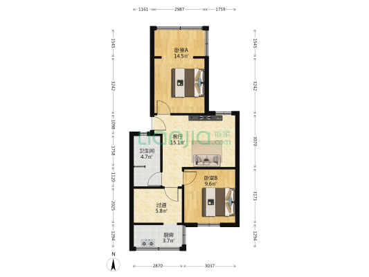 十二桥路14号附1号 2室1厅1卫 65平方