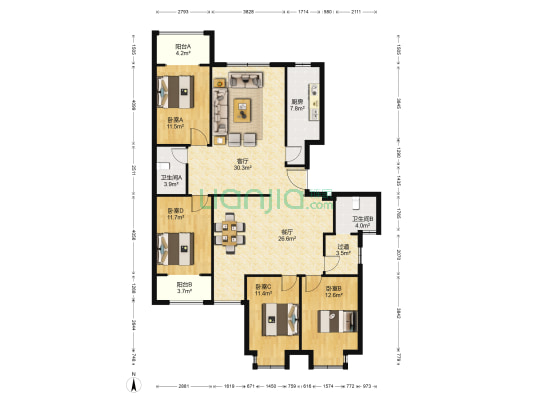 盛得花园 4室2厅2卫 190平方