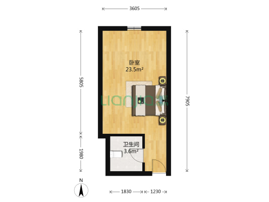 解放路95号 1室0厅1卫 41平方