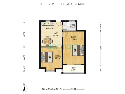 青石村新生院 2室1厅1卫 62平方