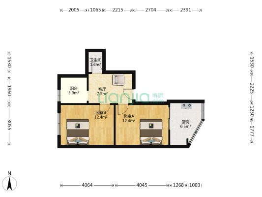青龙巷21号 2室1厅1卫 50平方