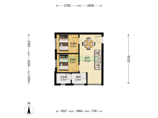 富丽家园凯跃大厦 2室1厅1卫 43平方