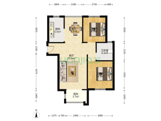 宁和苑 2室2厅1卫 102平方
