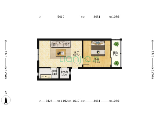 珞珈山路9号 1室1厅1卫 45平方