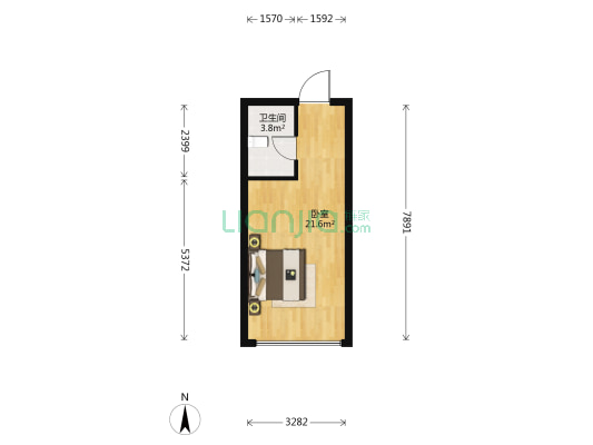 万科翡翠 1室0厅1卫 40平方