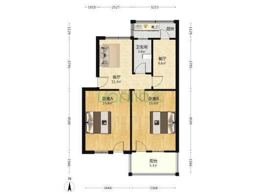 市计生站小区 2室2厅1卫 72平方