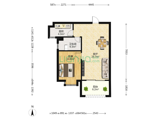 椰林小区 1室1厅1卫 120平方