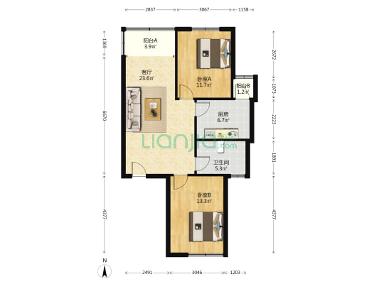 雅园公寓 2室1厅1卫 80平方