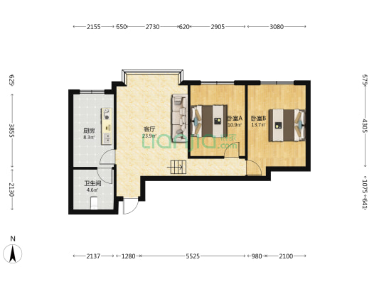 五金商住楼 2室1厅1卫 80平方
