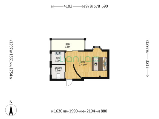 五凤兰庭八期 1室0厅1卫 33平方