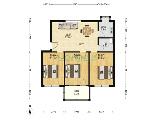 咸兴路23弄 3室1厅1卫 81平方