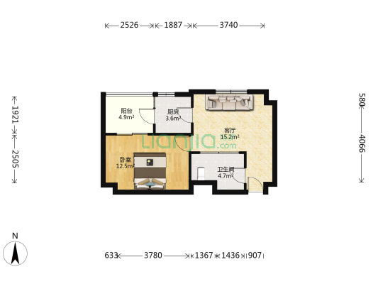 太湖温泉别院 1室1厅1卫 61平方