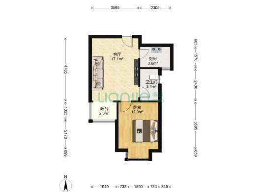 石门福地 1室1厅1卫 55平方