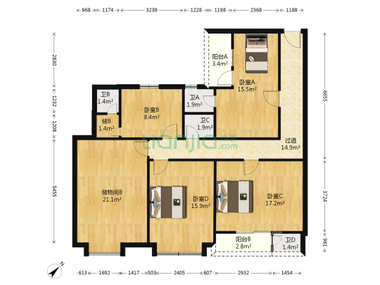 嘉惠楼 4室0厅4卫 125平方