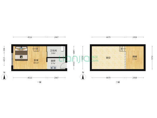 旺角自由度 1室0厅1卫 33平方