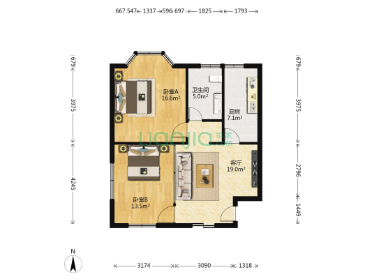新乐华宝塑料薄膜有限公司宿舍 2室1厅1卫 80平方