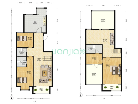 绿树林枫小区 3室2厅3卫 203平方