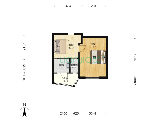 三铁家属区 1室1厅1卫 43平方