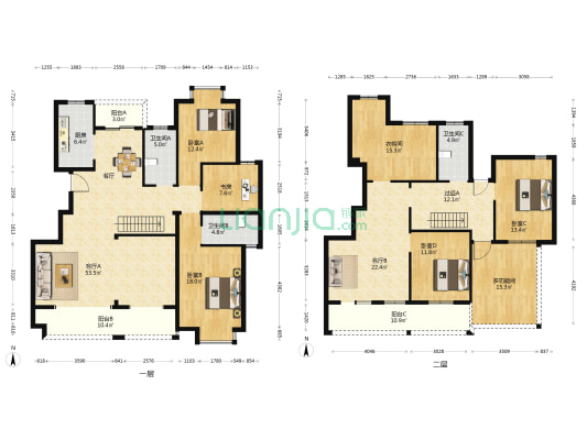 鹅湖一号花园 6室2厅3卫 245平方
