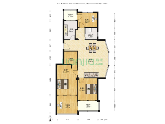 华泰剑桥·莱恩河畔 4室1厅1卫 124平方