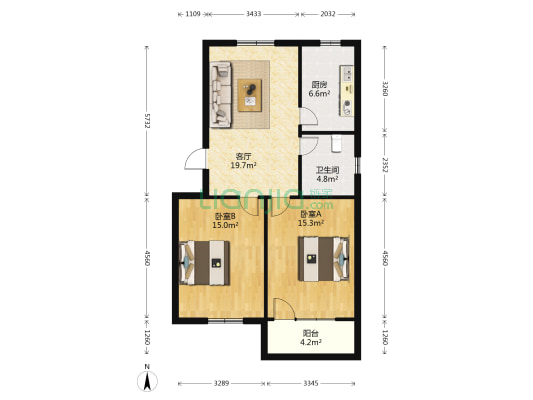 新德小区 2室1厅1卫 78平方
